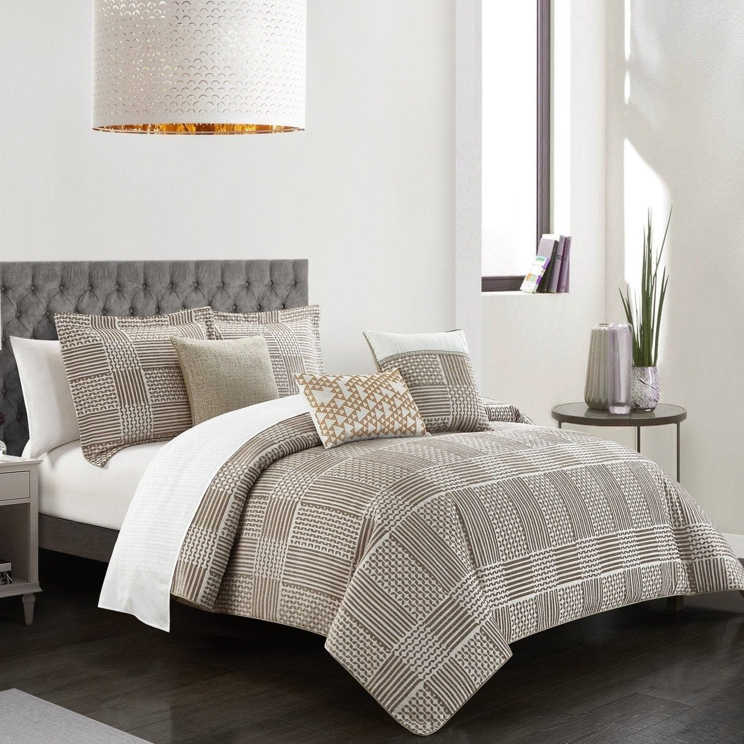 Chic Home Jodie 6 Piece Geometric Chenille Comforter Set Bedding