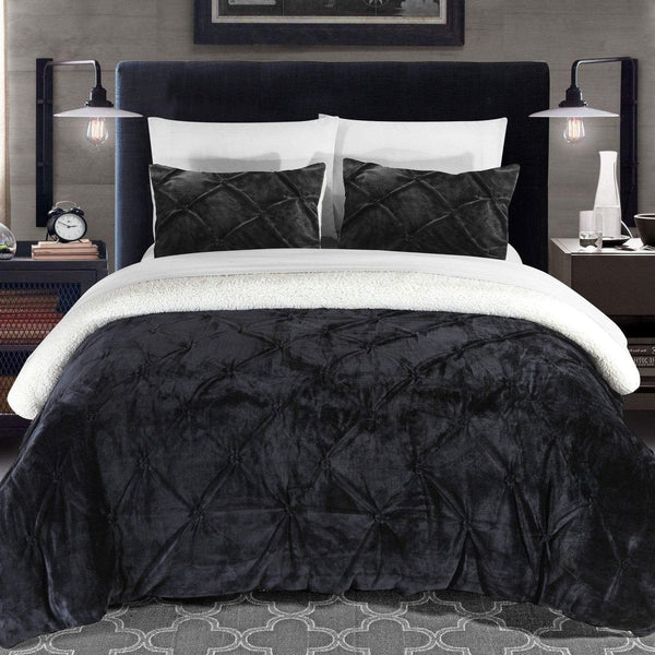 Chic Home Josepha 3 Piece Sherpa Comforter Set Black