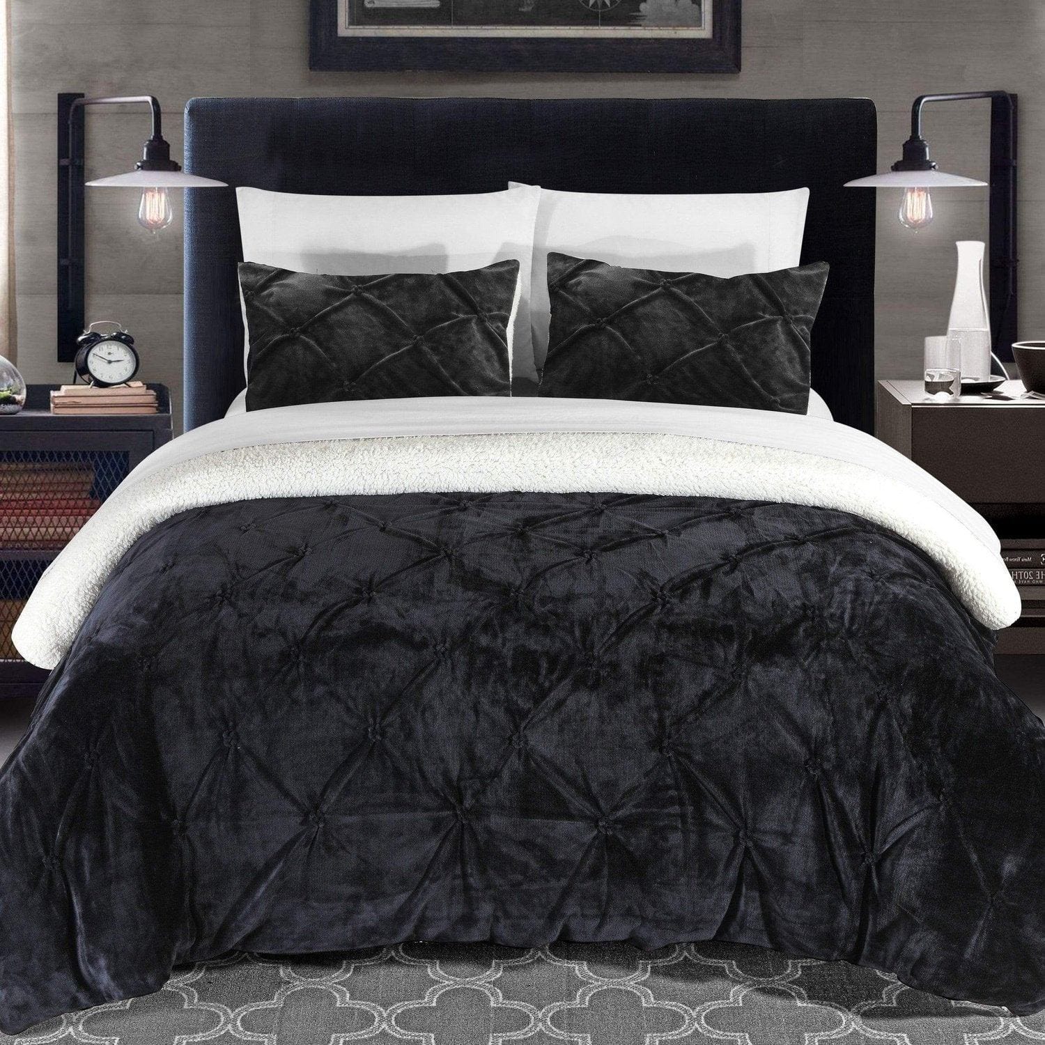 Black sherpa best sale comforter set