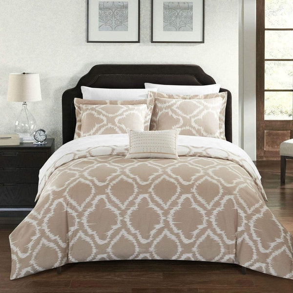 Chic Home Juniper 4 Piece Reversible Duvet Cover Set Beige