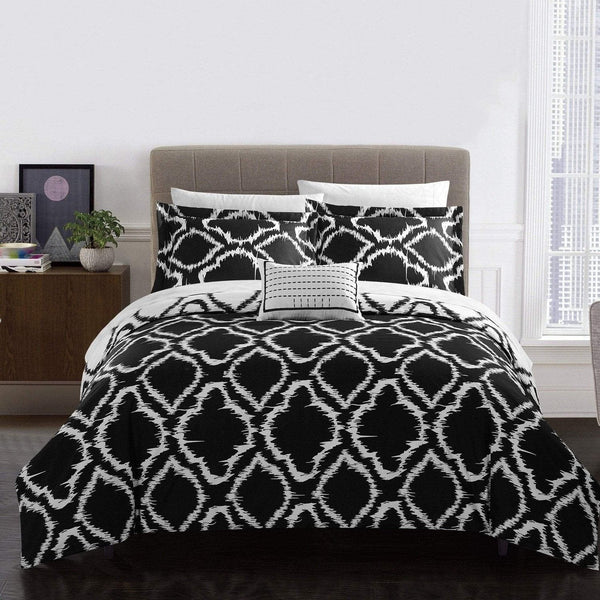 Chic Home Juniper 4 Piece Reversible Duvet Cover Set Black