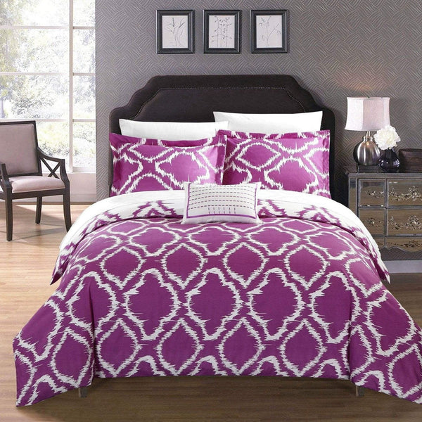 Chic Home Juniper 4 Piece Reversible Duvet Cover Set Lavender