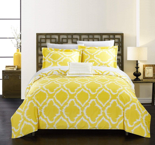 Chic Home Juniper 4 Piece Reversible Duvet Cover Set Yellow