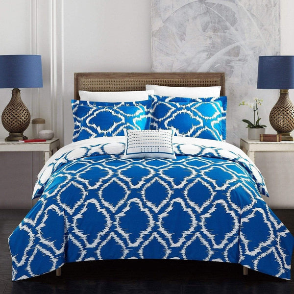 Chic Home Juniper 8 Piece Reversible Duvet Cover Set Blue