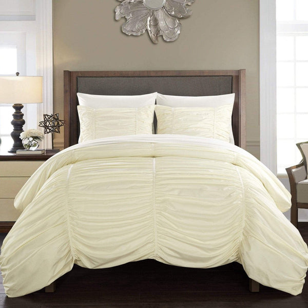 Chic Home Kaiah 7 Piece Striped Comforter Set Beige