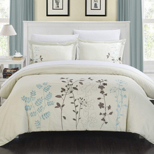 Chic Home Kaylee 3 Piece Floral Duvet Cover Set Beige