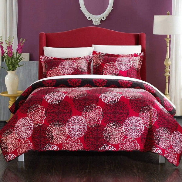 Chic Home Kelsie 3 Piece Boho Quilt Set Red