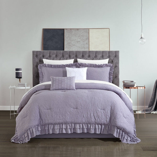 Chic Home Kensley 9 Piece Crinkle Comforter Set Lavender