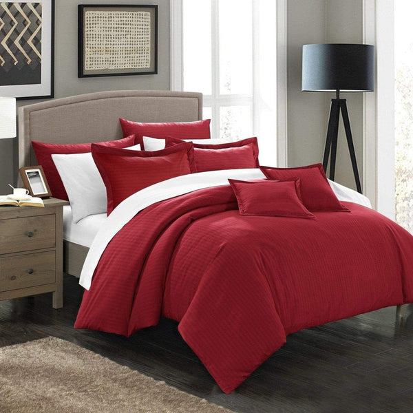 Chic Home Khaya 11 Piece Jacquard Comforter Set Burgundy