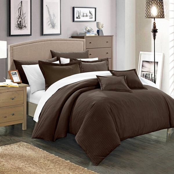 Chic Home Khaya 7 Piece Jacquard Comforter Set Brown