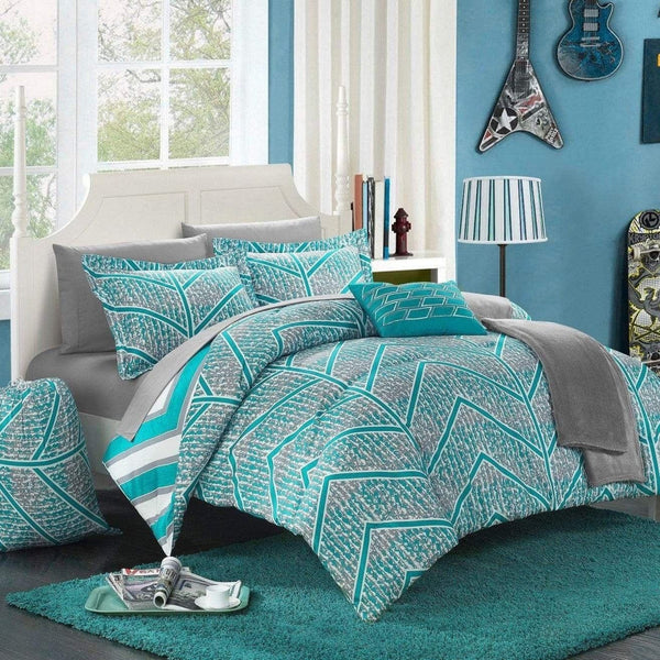 Chic Home Laredo 10 Piece Reversible Comforter Set Aqua