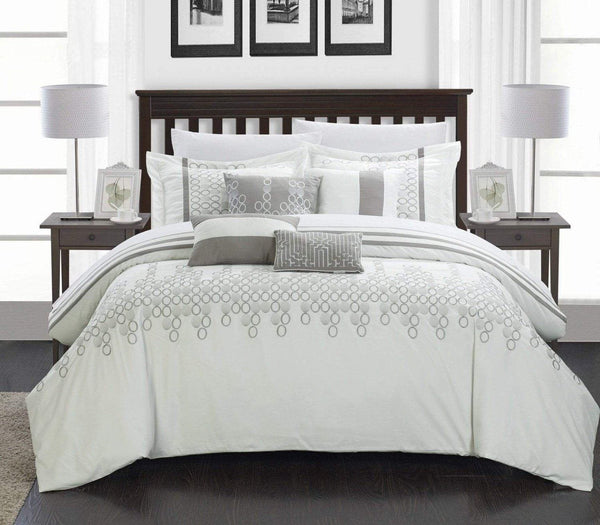 Chic Home Lauren 12 Piece Embroidered Comforter Set White