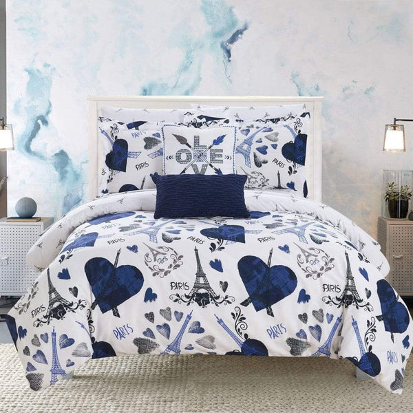 Chic Home Le Marias 9 Piece Reversible Comforter Set Navy