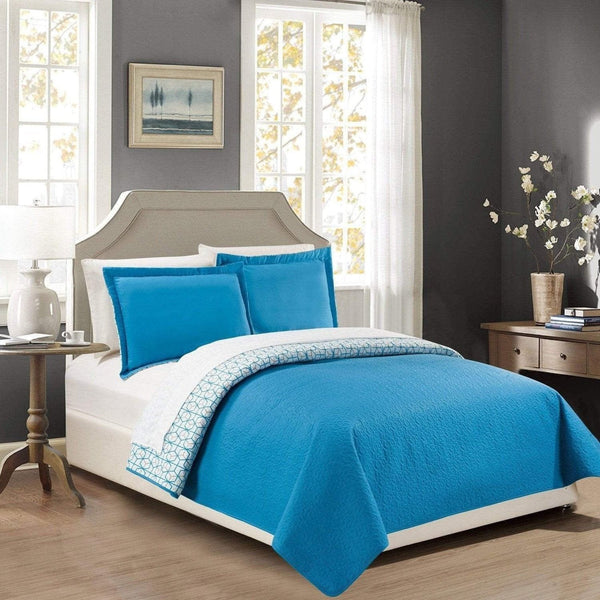 Chic Home Lori 3 Piece Reversible Quilt Set Blue