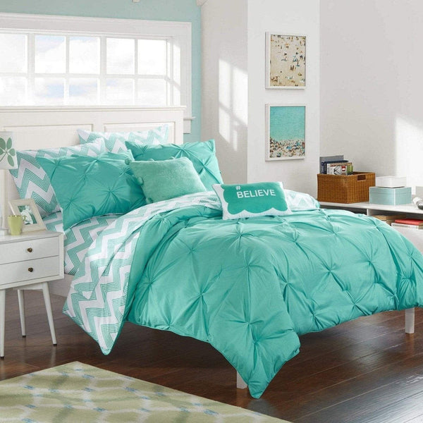 Chic Home Louisville 9 Piece Reversible Comforter Set Aqua