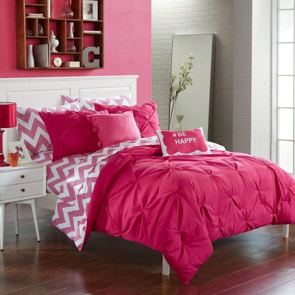 Chic Home Louisville 9 Piece Reversible Comforter Set Fuchsia