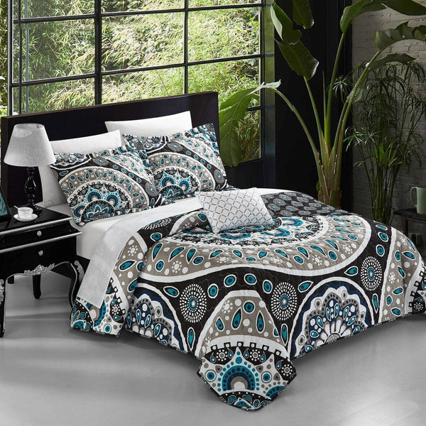 Chic Home Lucena 4 Piece Boho Paisley Quilt Set Queen