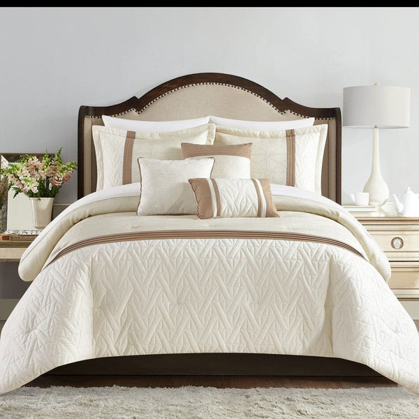 Chic Home Macie 10 Piece Jacquard Comforter Set Beige