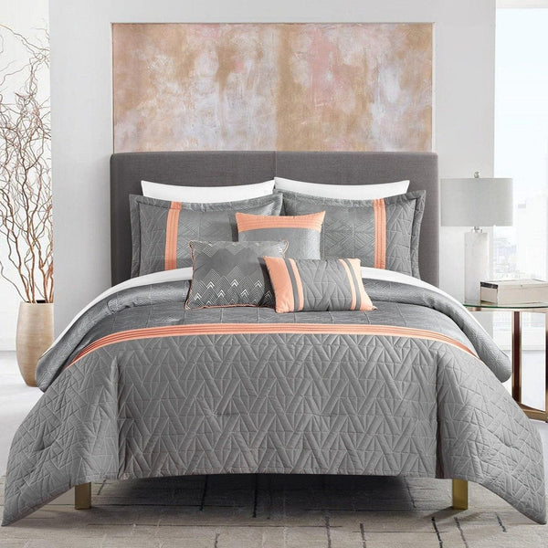 Chic Home Macie 10 Piece Jacquard Comforter Set Grey