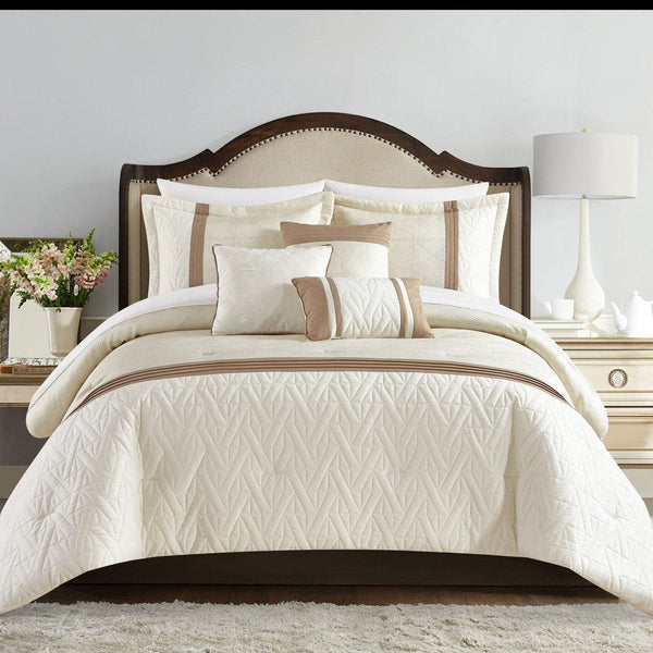 Chic Home Macie 6 Piece Jacquard Comforter Set Beige