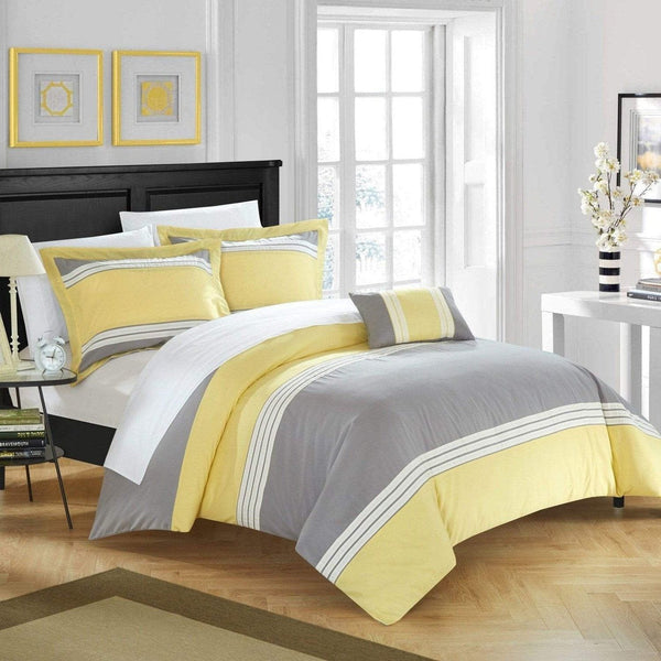 Chic Home Madison 4 Piece Color Block Duvet Cover Set 