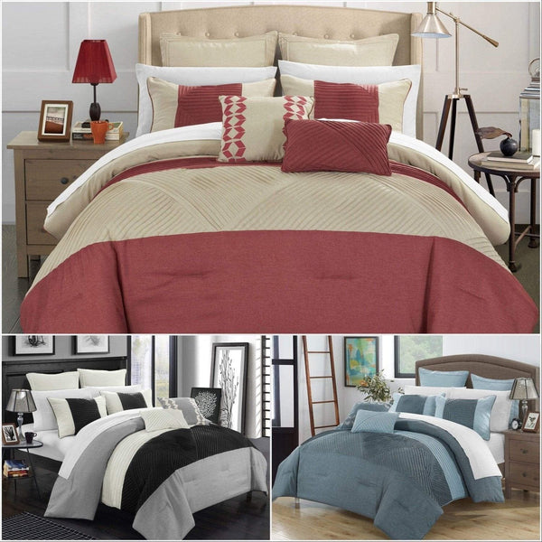 Chic Home Marbella 11 Piece Faux Linen Comforter Set 