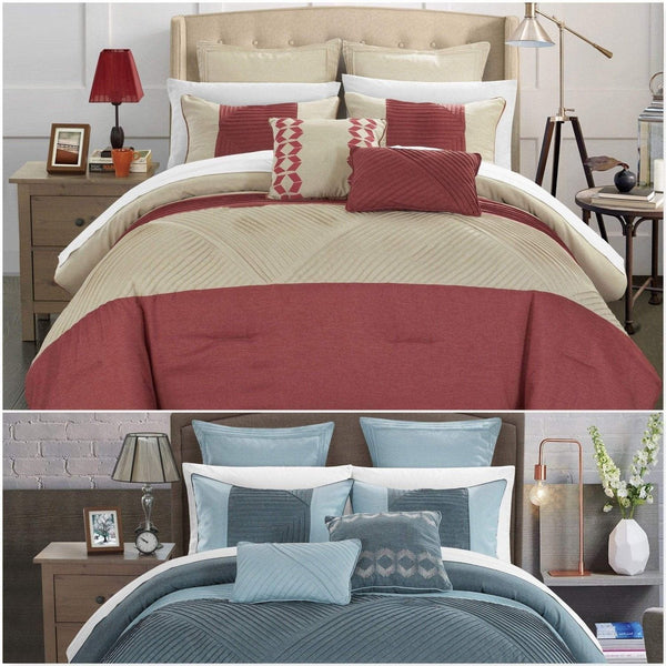 Chic Home Marbella 7 Piece Faux Linen Comforter Set 