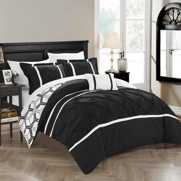 Chic Home Marcia 4 Piece Reversible Comforter Set Black