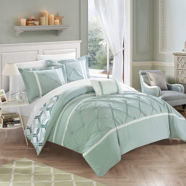 Chic Home Marcia 4 Piece Reversible Comforter Set Green