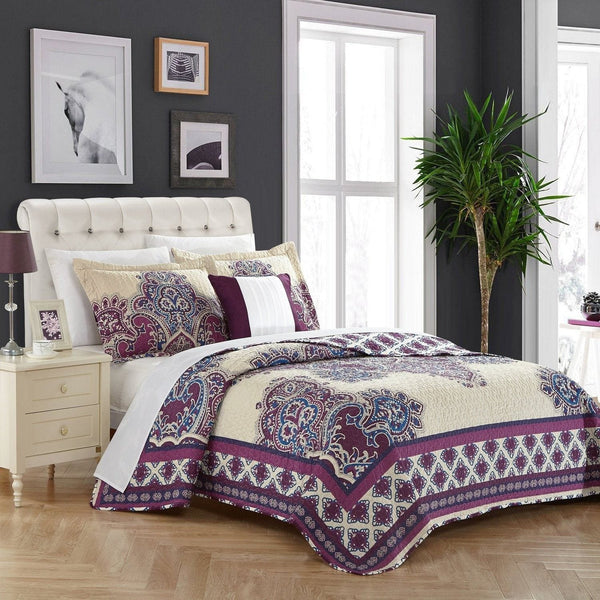 Chic Home Marion 4 Piece Cotton Quilt Set Queen