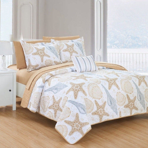 Chic Home Maritime 4 Piece Reversible Quilt Set 