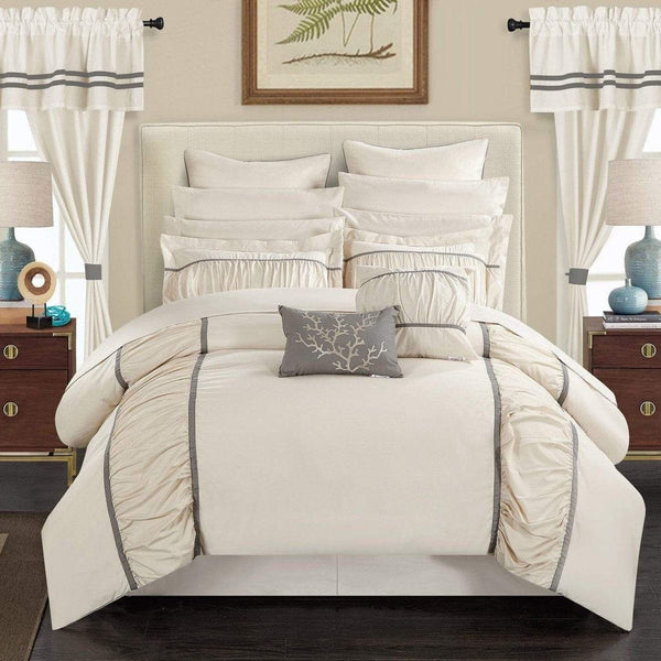 Chic Home Mayan 24 Piece Ruffled Comforter Set Beige