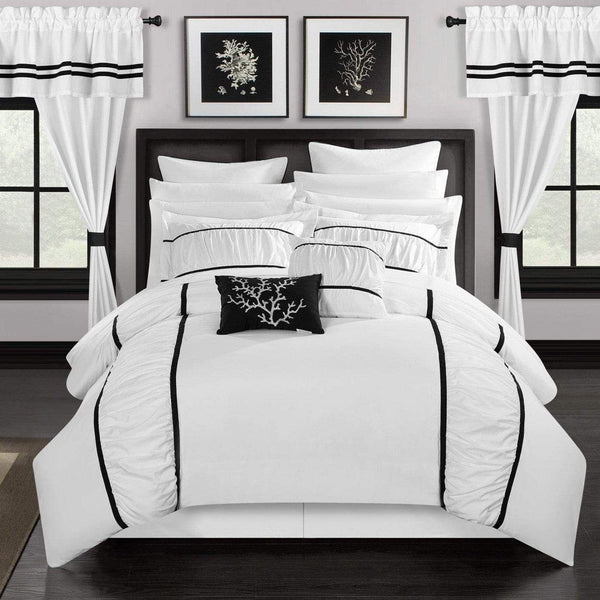 Chic Home Mayan 24 Piece Ruffled Comforter Set White