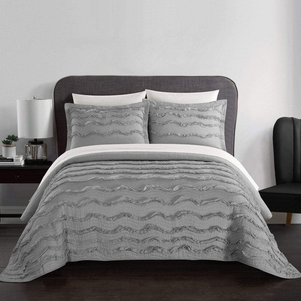 Chic Home Meghan 1 Piece Cotton Quilt Set Grey