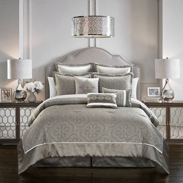 Chic Home Meryl 9 Piece Jacquard Comforter Set Grey