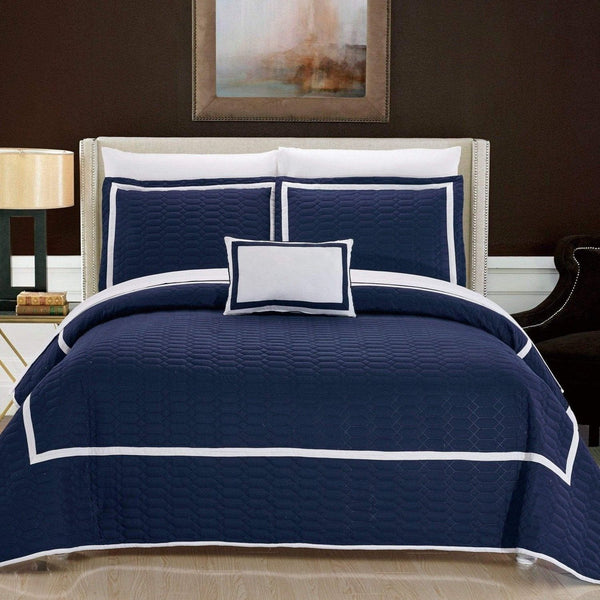 Chic Home Mesa 8 Piece Hotel Quilt Set Navy