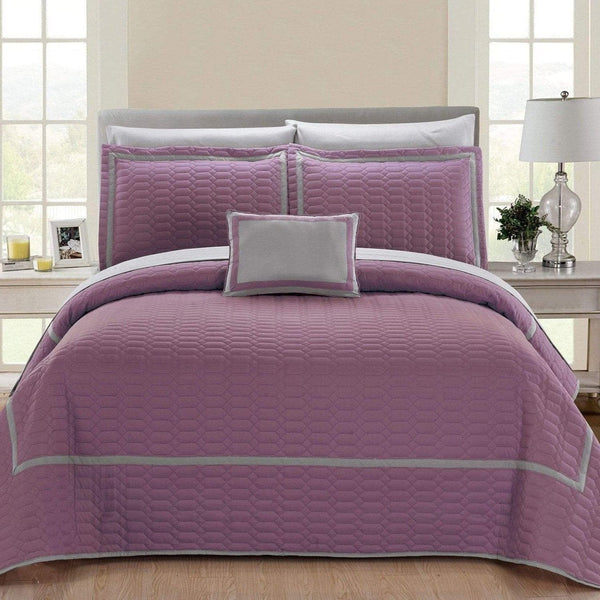 Chic Home Mesa 8 Piece Hotel Quilt Set Plum