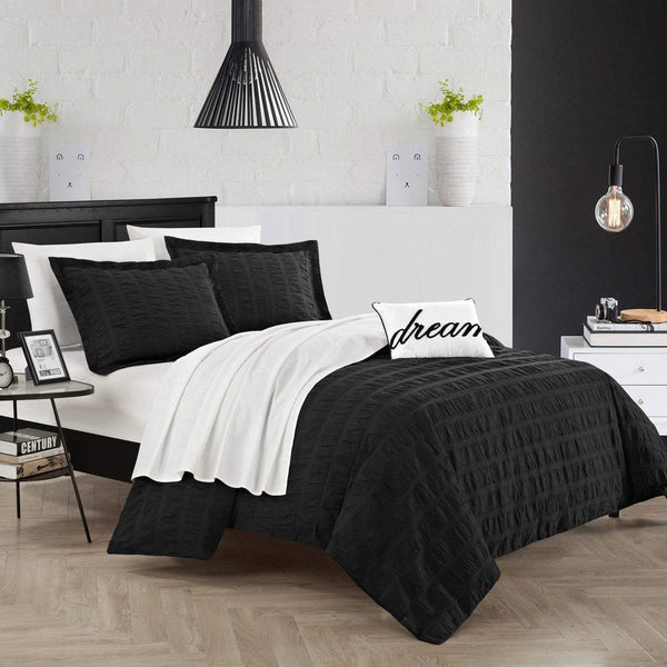 Chic Home Millbury 4 Piece Cotton Duvet Cover Set Black