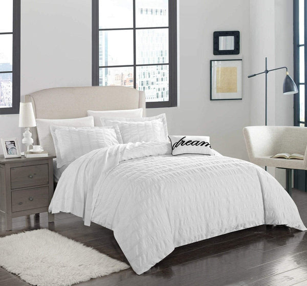 Chic Home Millbury 4 Piece Cotton Duvet Cover Set White