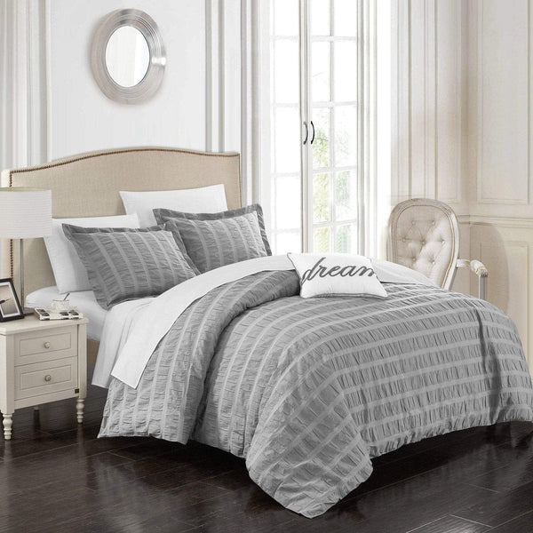 Chic Home Millbury 8 Piece Cotton Duvet Cover Set Grey