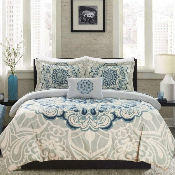 Chic Home Mindy 8 Piece Boho Duvet Cover Set Blue