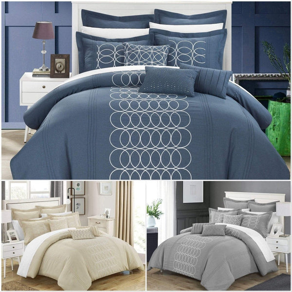 Chic Home Moderna 12 Piece Faux Linen Comforter Set 