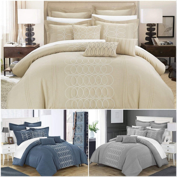 Chic Home Moderna 8 Piece Faux Linen Comforter Set 