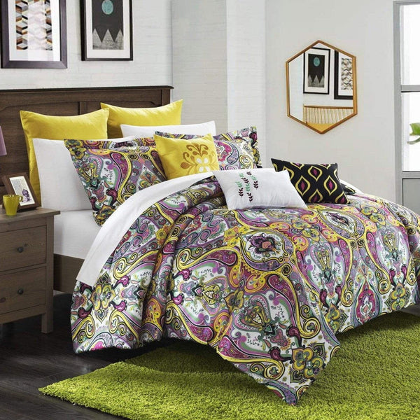 Chic Home Mumbai 8 Piece Boho Comforter Set Purple