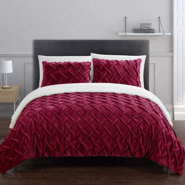 Chic Home Naama 3 Piece Sherpa Comforter Set Red