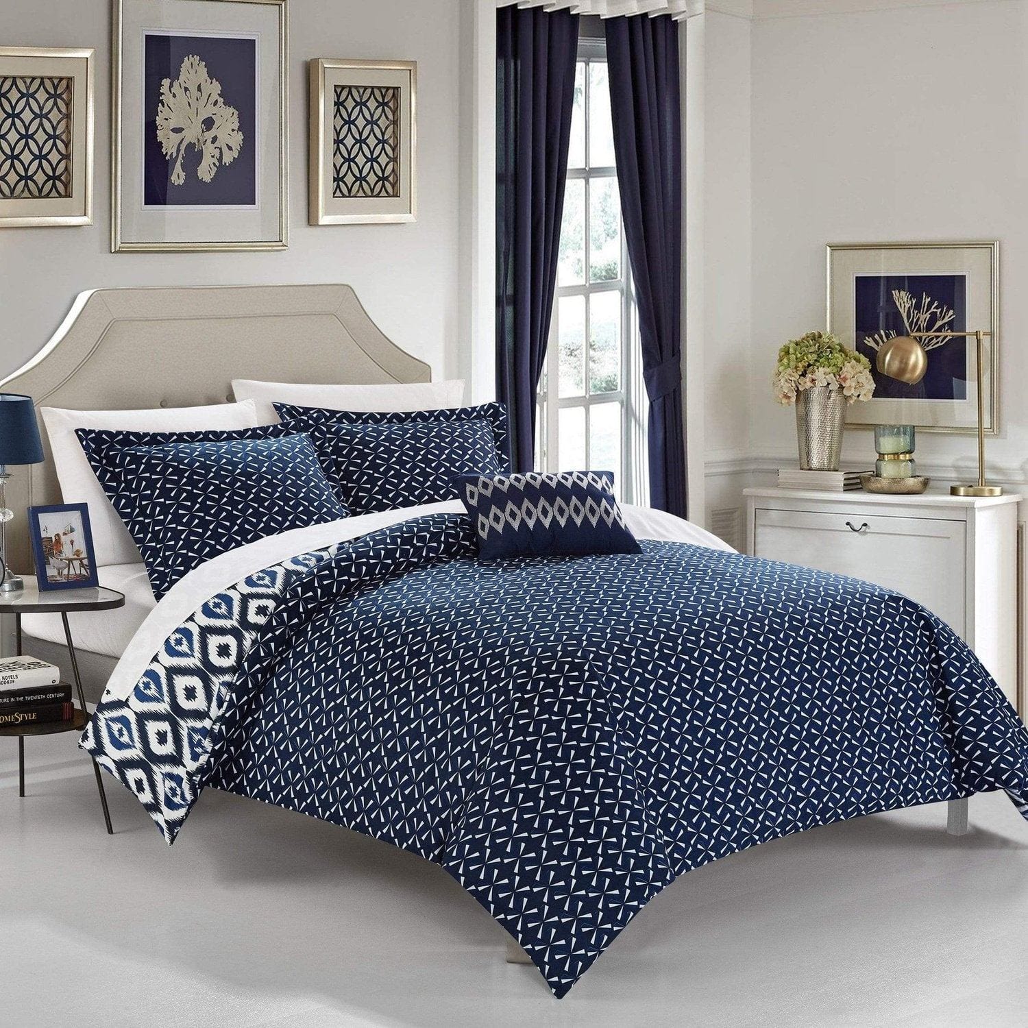 Chic Home Normani 4 Piece Embroidered Reversible Duvet Cover Set