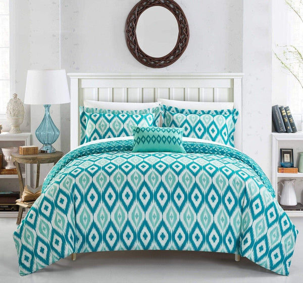 Chic Home Normani 4 Piece Reversible Duvet Cover Set Aqua