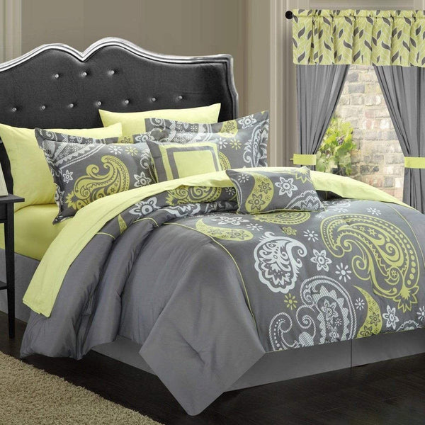 Chic Home Olivia 20 Piece Paisley Comforter Set Grey