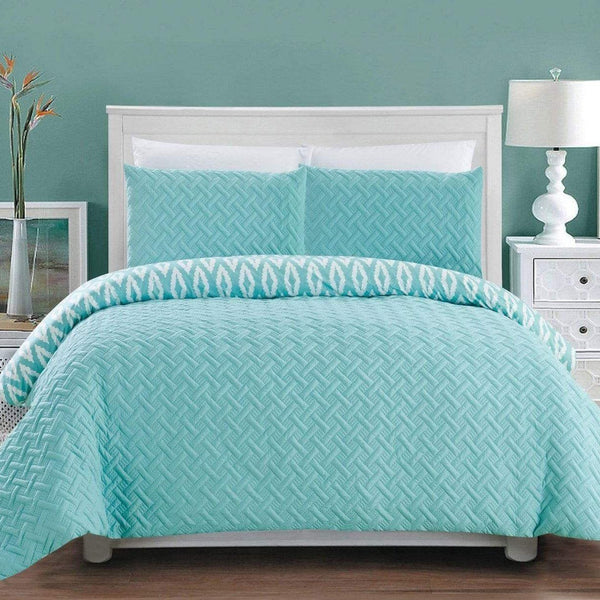 Chic Home Ora 3 Piece Reversible Comforter Set Aqua