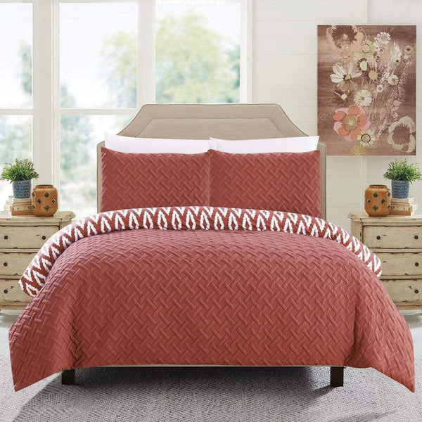 Chic Home Ora 3 Piece Reversible Comforter Set Brick